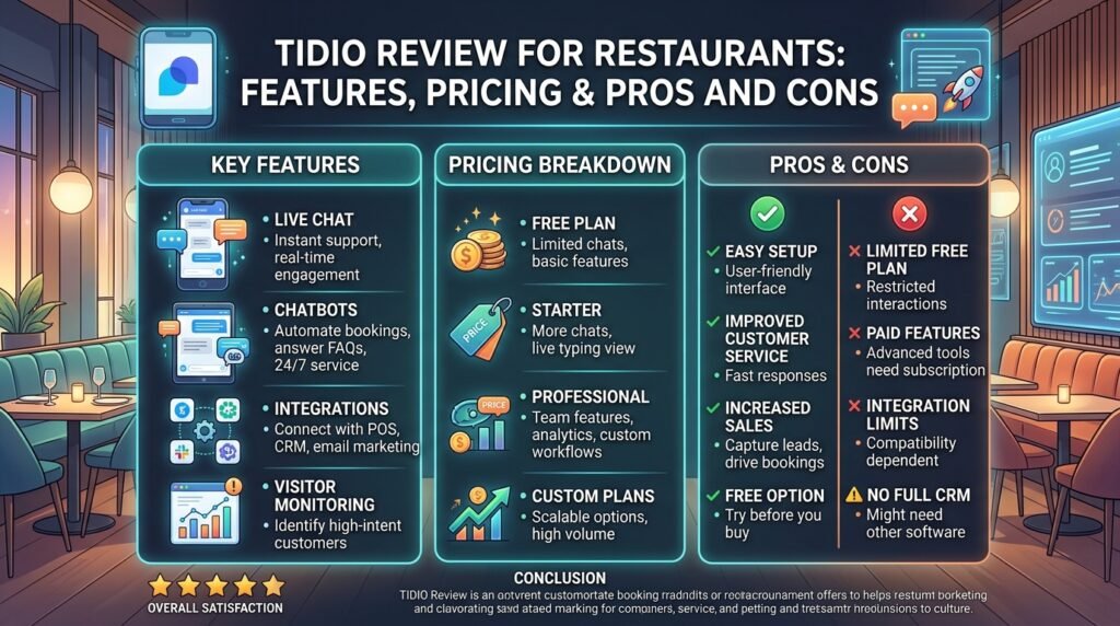 Tidio Review for Restaurants: Features, Pricing & Pros and Cons