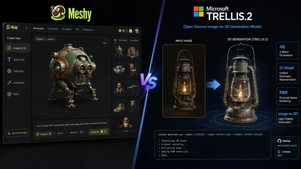 Meshy vs Microsoft TRELLIS.2: Which 3D AI Tool Delivers Better Results?