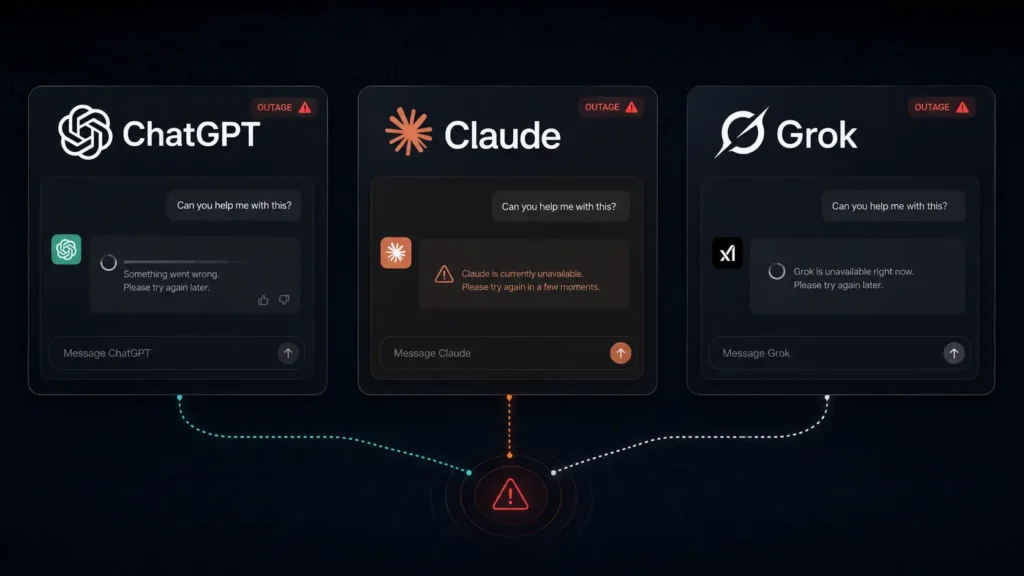 ChatGPT, Claude and Grok Down: Users Report Login and Chat Errors Worldwide