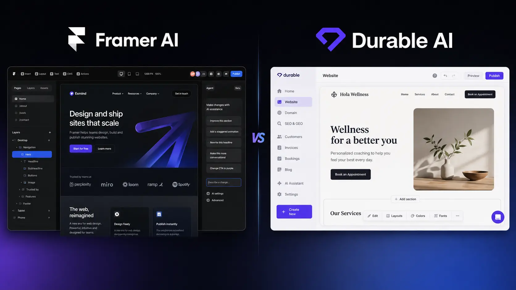 AI Website Platforms: Framer AI vs Durable Which One Should You Choose?